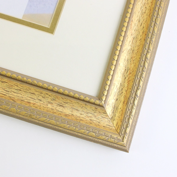 New - Large Solid Wood Gold-Colored Photo Frame, 14 x 18", US Made 
