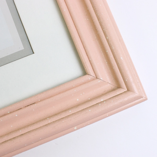 Large Pink Wood Framed and Matted Print Flowers in Heart-Shape