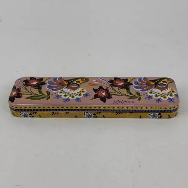 Brighton Decorative Tin Box Floral Vine Design 9x3.5 Inch No Watch
