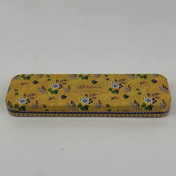 Brighton Decorative Tin Box Floral Vine Design 9x3.5 Inch No Watch