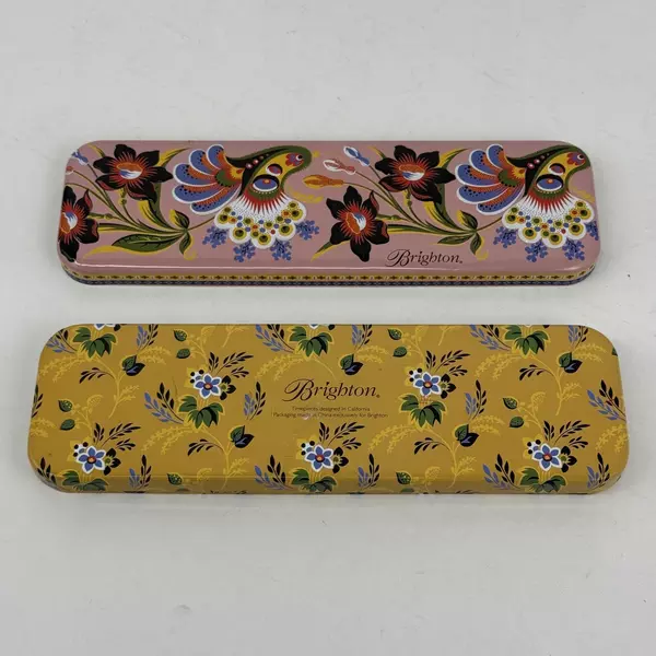 Brighton Decorative Tin Box Floral Vine Design 9x3.5 Inch No Watch