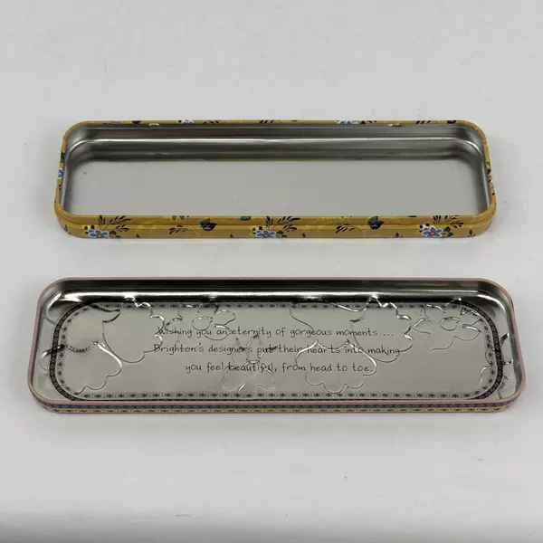 Brighton Decorative Tin Box Floral Vine Design 9x3.5 Inch No Watch