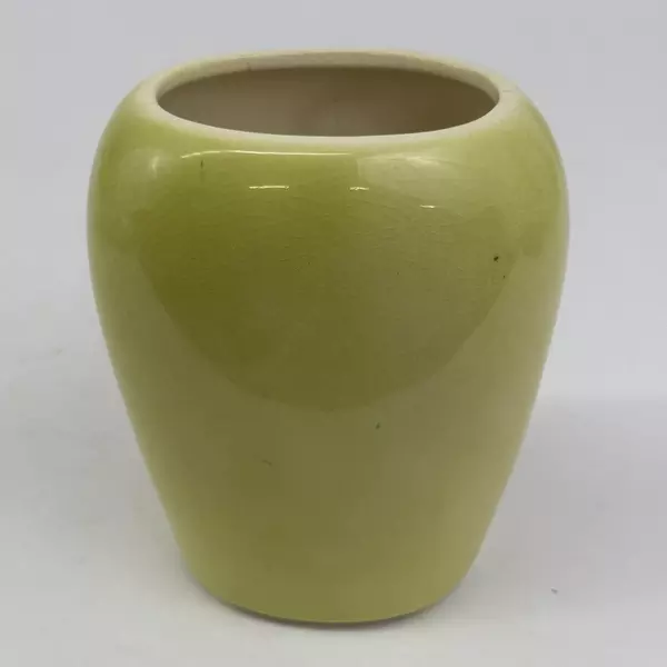 Vintage Royal Copley Yellow Ceramic Vase With Embossed Leaves