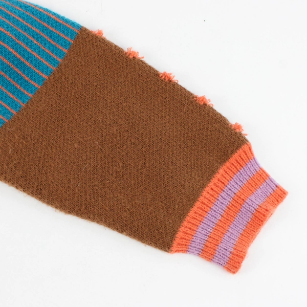 Cider Women's L Multicolor Patchwork Button Up Knit Sweater