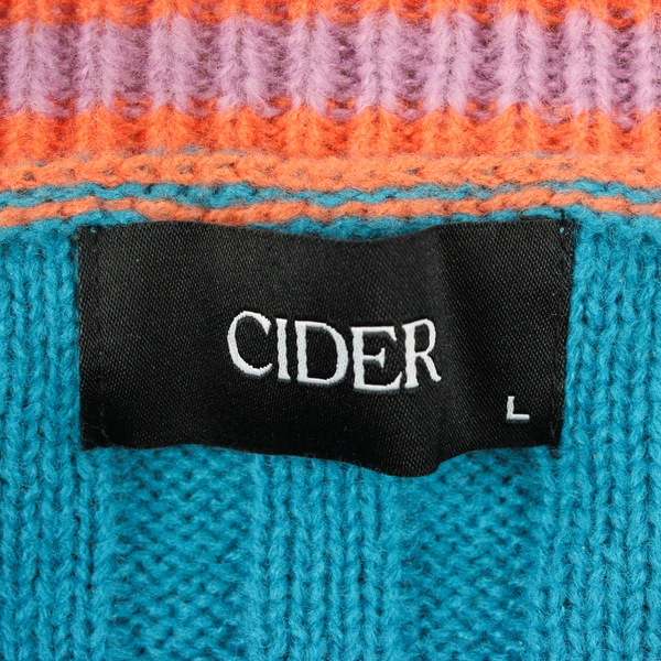 Cider Women's L Multicolor Patchwork Button Up Knit Sweater