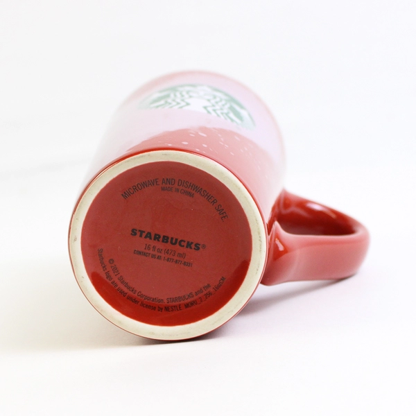 Starbucks 2021 Christmas Tall Mug 16 Fluid Oz White & Red Starbucks' Logo