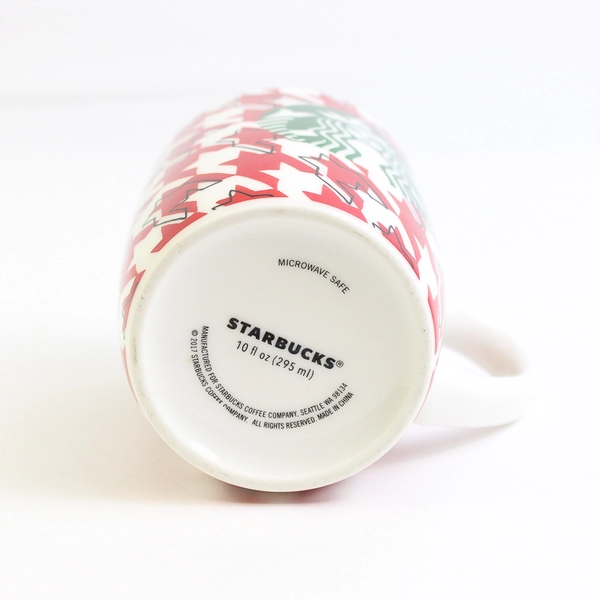 Starbucks 2017 Christmas Mug 10 Fl Oz White Background With Red Black Designs