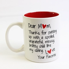 Home Essentials Standard Size Coffee Mug White With Black Lettering Red Inside