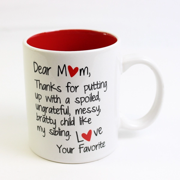 Home Essentials Standard Size Coffee Mug White With Black Lettering Red Inside