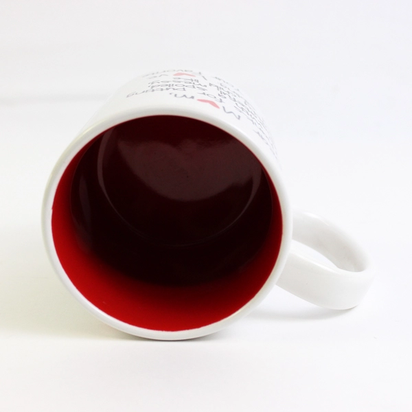 Home Essentials Standard Size Coffee Mug White With Black Lettering Red Inside