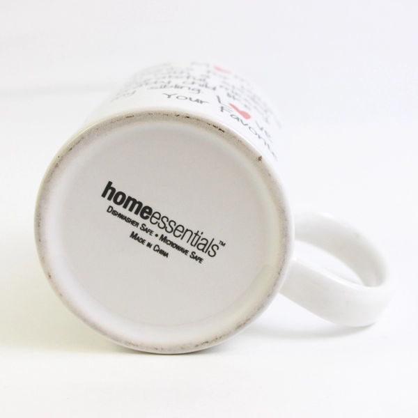 Home Essentials Standard Size Coffee Mug White With Black Lettering Red Inside