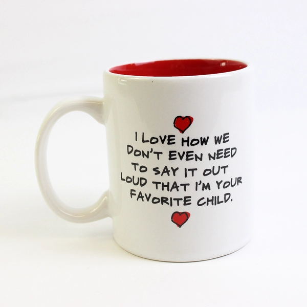 Home Essentials Standard Size Coffee Mug White With A Message And Red Inside