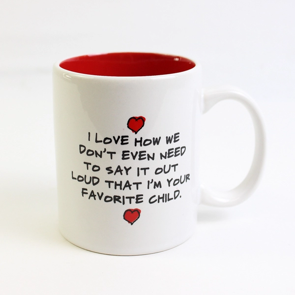 Home Essentials Standard Size Coffee Mug White With A Message And Red Inside