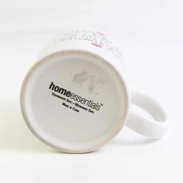 Home Essentials Standard Size Coffee Mug White With A Message And Red Inside