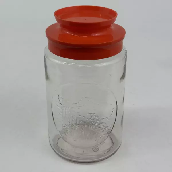 Vintage 1970's Anchor Hocking Tang Jar With Lid Embossed Waterwheel