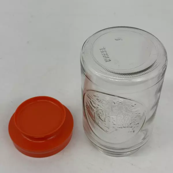 Vintage 1970's Anchor Hocking Tang Jar With Lid Embossed Waterwheel