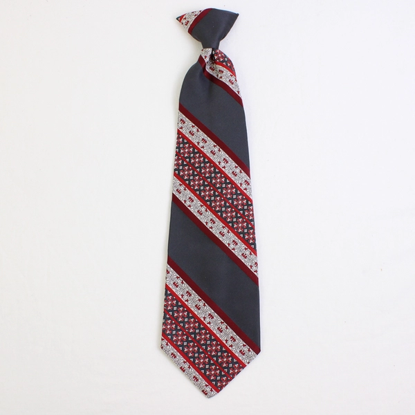 Vintage Britannia Gray and Red Men's Clip On Necktie 17"