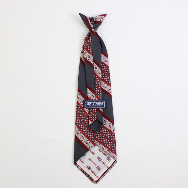 Vintage Britannia Gray and Red Men's Clip On Necktie 17"
