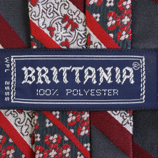 Vintage Britannia Gray and Red Men's Clip On Necktie 17"
