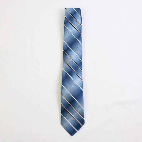 The Men's Shop JCPenney Blue White Brown Striped Men's Necktie 57"