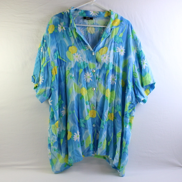 Tapestry Women's 2XL Blue Button Up Collared Short Sleeve Shirt