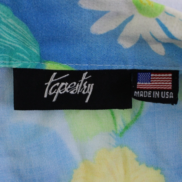 Tapestry Women's 2XL Blue Button Up Collared Short Sleeve Shirt