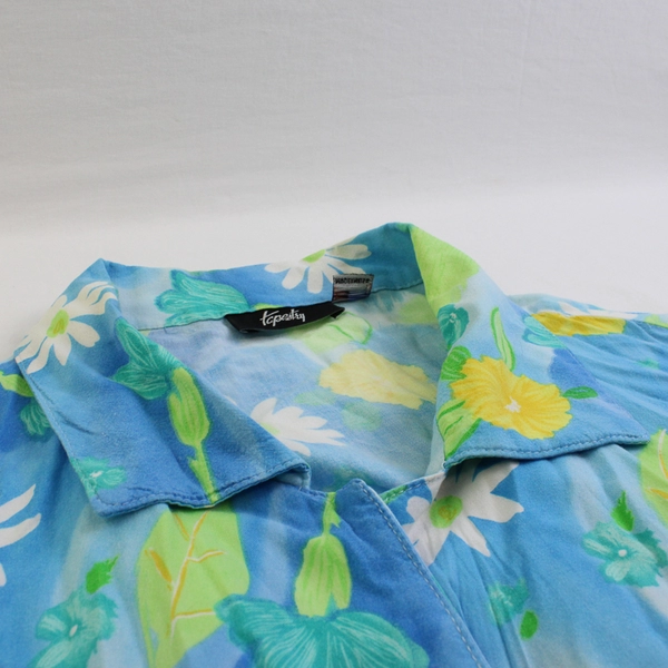 Tapestry Women's 2XL Blue Button Up Collared Short Sleeve Shirt