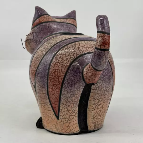 Peter Alsen Raku Pottery Cheshire Cat Jar No Lid