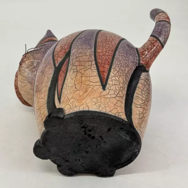 Peter Alsen Raku Pottery Cheshire Cat Jar No Lid