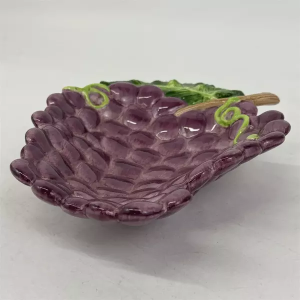 Vintage Fitz And Floyd Ceramic Purple Grape Cluster Catch All Serving Dish