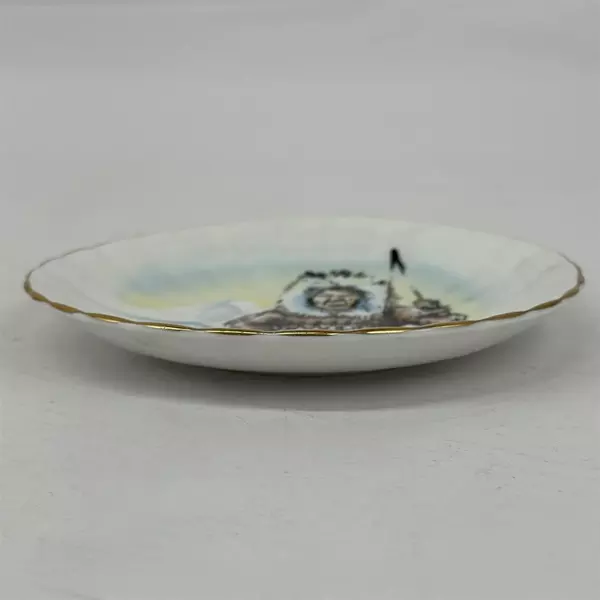 Clarence Bone China Alaska Souvenir Plate Eskimo Fishing 5.5 Inch