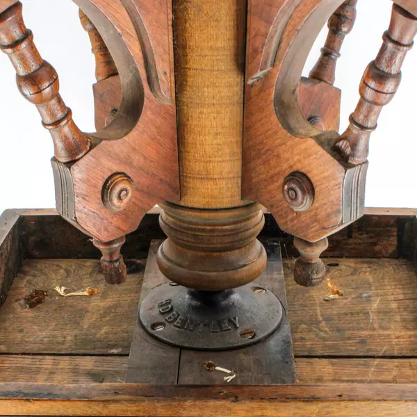 Vintage Upholstered Red and Gold Carved Wood Victorian Revolving Piano Stool