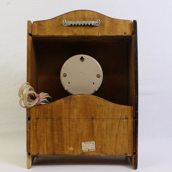 Vintage Wood GE Electric Wall Clock Model 2082A With Shelf And Drawer Works