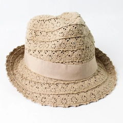 D&Y Women's Brown Crochet Cotton Trilby Fedora Hat One Size