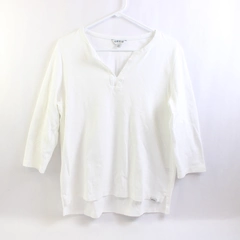 Orvis Women's Medium White 3/4 Sleeve T-Shirt Casual Top 100% Pima Cotton 