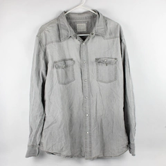 PD&C Men's 2XL Gray Pearl Snap Cotton Long Sleeve Shirt