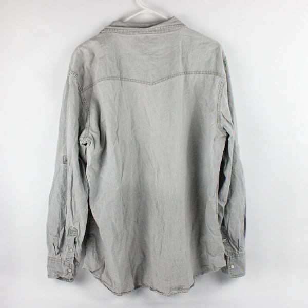 PD&C Men's 2XL Gray Pearl Snap Cotton Long Sleeve Shirt