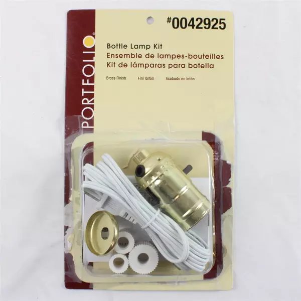 Portfolio Bottle Lamp Kit #42925 Brass Finish DIY Home Decor Light Fixture