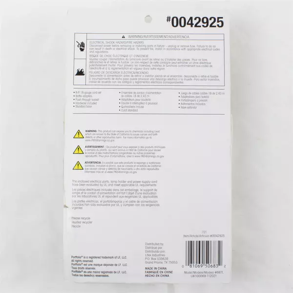 Portfolio Bottle Lamp Kit #42925 Brass Finish DIY Home Decor Light Fixture