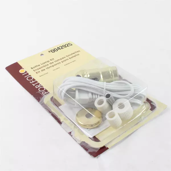 Portfolio Bottle Lamp Kit #42925 Brass Finish DIY Home Decor Light Fixture