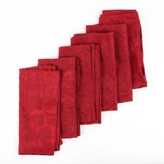 Lot Of 6 Matching Ralph Lauren Red Iridescent Square Fabric Napkin 19.5"x 19.5"