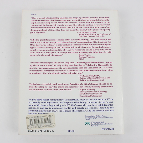 Breaking the Mind Barrier by Todd Siler (1992, Trade Paperback)