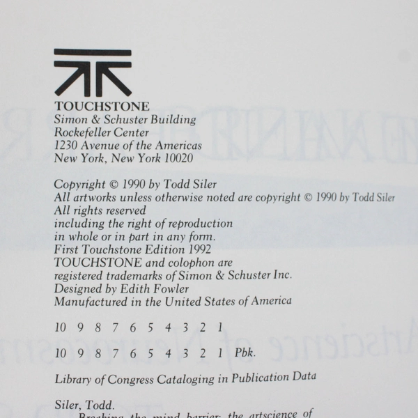 Breaking the Mind Barrier by Todd Siler (1992, Trade Paperback)