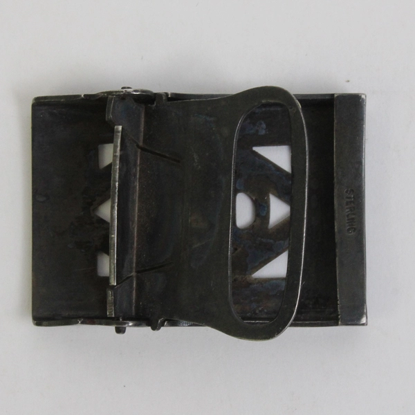 Antique Vintage Men Belt Buckle Sterling Silver Monogramed OWG