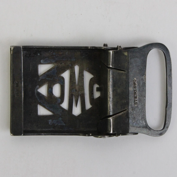 Antique Vintage Men Belt Buckle Sterling Silver Monogramed OWG