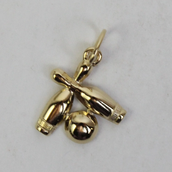 Avon Gold Tone 1982 Bowling Pins Miniature Charm With Box