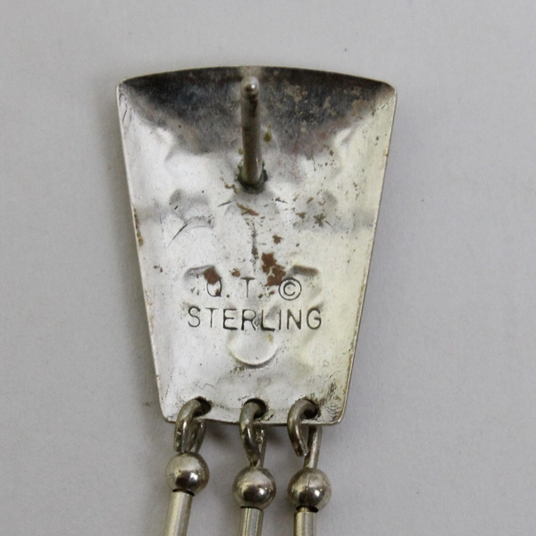 Carolyn Pollack QT 925 Sterling Silver Embossed Dangle Earrings Turquoise Beads