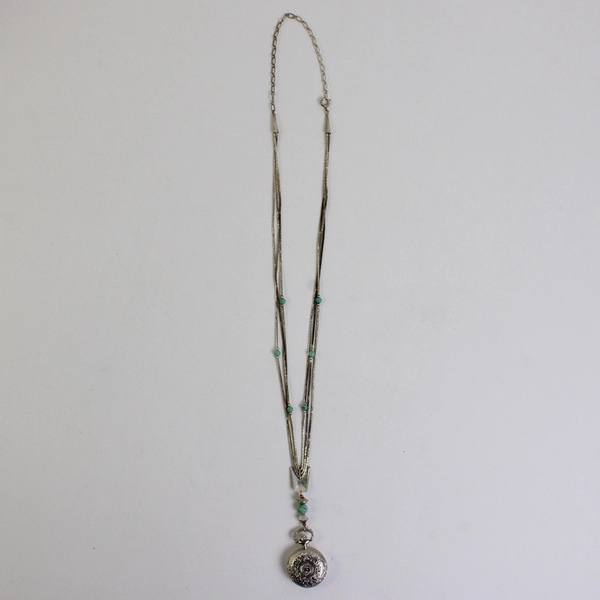 Carolyn Pollack Sterling Silver Turquoise Pendant Watch Necklace 26" Adjustable