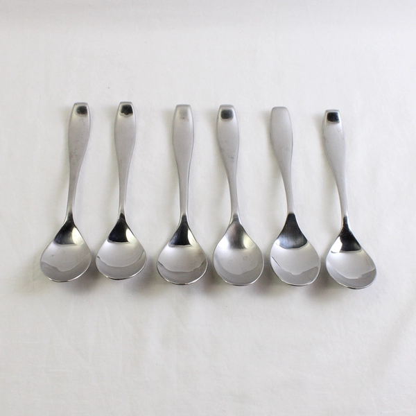 Set of 6 Retroneu Symphony Pattern Stainless Steel Oval Soup Spoons 7.88 Inches