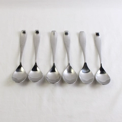 Set of 6 Retroneu Symphony Pattern Stainless Steel Oval Soup Spoons 7.88 Inches